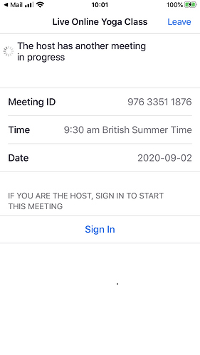 Host in another meeting msg